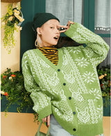 LOVEMI Hoodies Lovemi -  Green V-neck Sweater