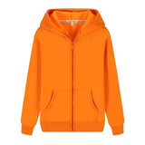 LOVEMI Hoodies Orange / XL Lovemi -  Thick Long-sleeved Zipper Blank Solid Color Sweater