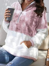 LOVEMI Hoodies Pink / S Lovemi -  Zip Pocket High Collar Blouse Sweater Wool Sweater
