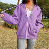 LOVEMI Hoodies Purple / L Lovemi -  Solid Color Hooded Plus Fleece Sweatshirt Top