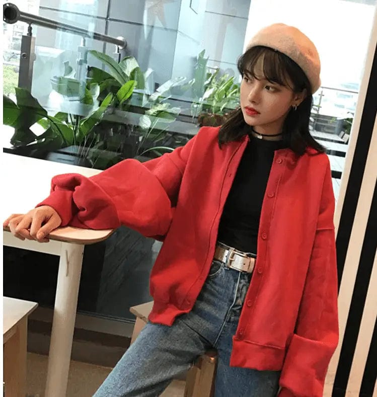 LOVEMI Hoodies Red Lovemi -  Harajuku bf wind sweater female new student Korean version