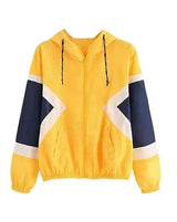 LOVEMI Hoodies Yellow / S Lovemi -  Women's Color Block Elastic Band Waist Hooded Jacket
