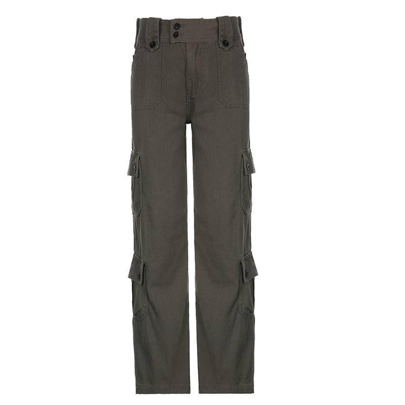 Hot Girl Fried Street Straight Casual Pants American Style-Gray-6