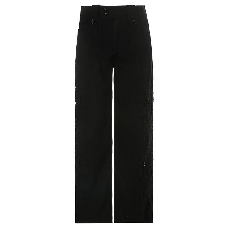 Hot Girl Fried Street Straight Casual Pants American Style-Black-7