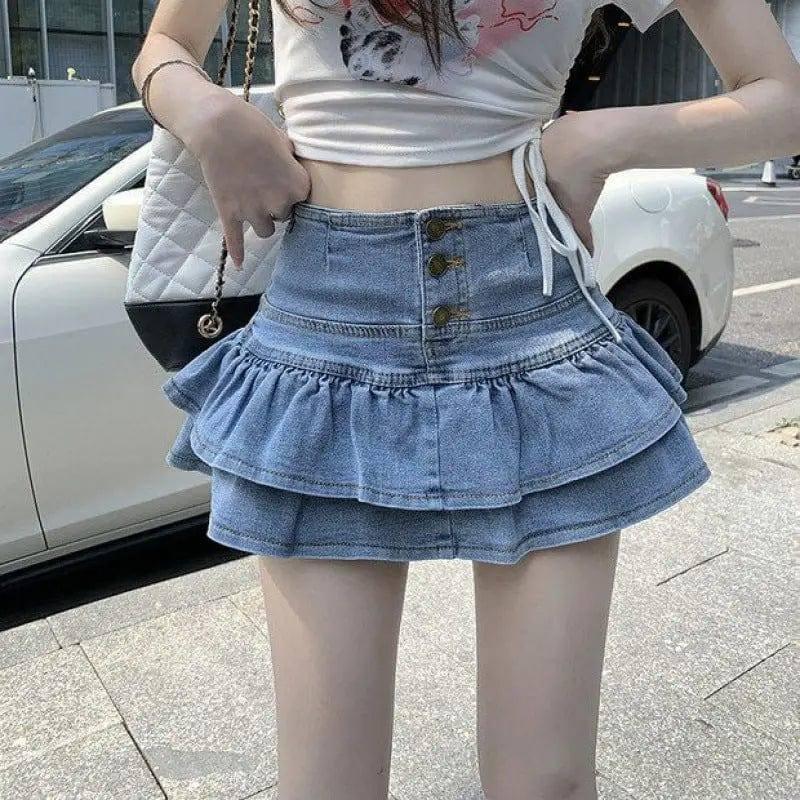 Hot Girl Pure Denim Skirt Women's Summer Anti-exposure-1
