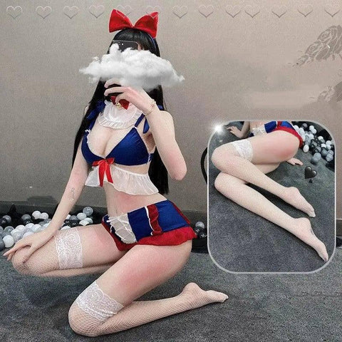 Huahua's Large Size Sexy Lingerie Bow Cute Soft Girl Student-Softgirlsuitlacenetstoc-3