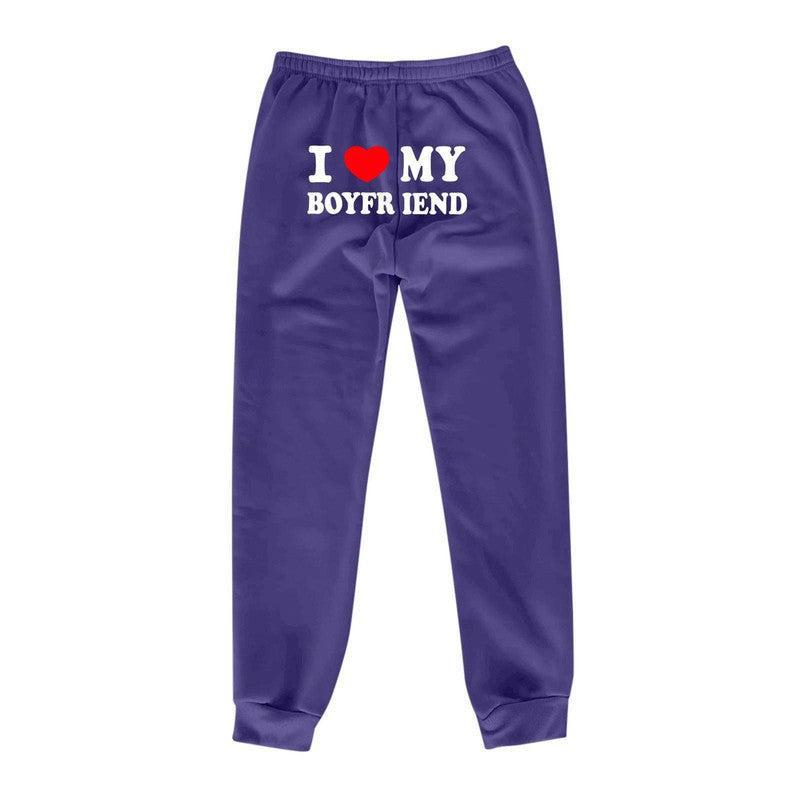 Comfy Love Statement Joggers for Her-Dark Purple Back Picture-15