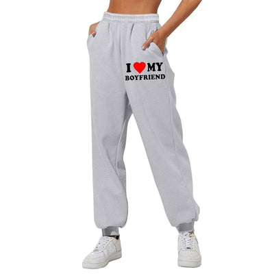 Comfy Love Statement Joggers for Her-Gray front print-7