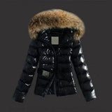 Imitation raccoon fur collar down coat-Black-7