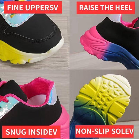INS Style Rainbow Color Sports Shoes For Women Thick Bottom-6