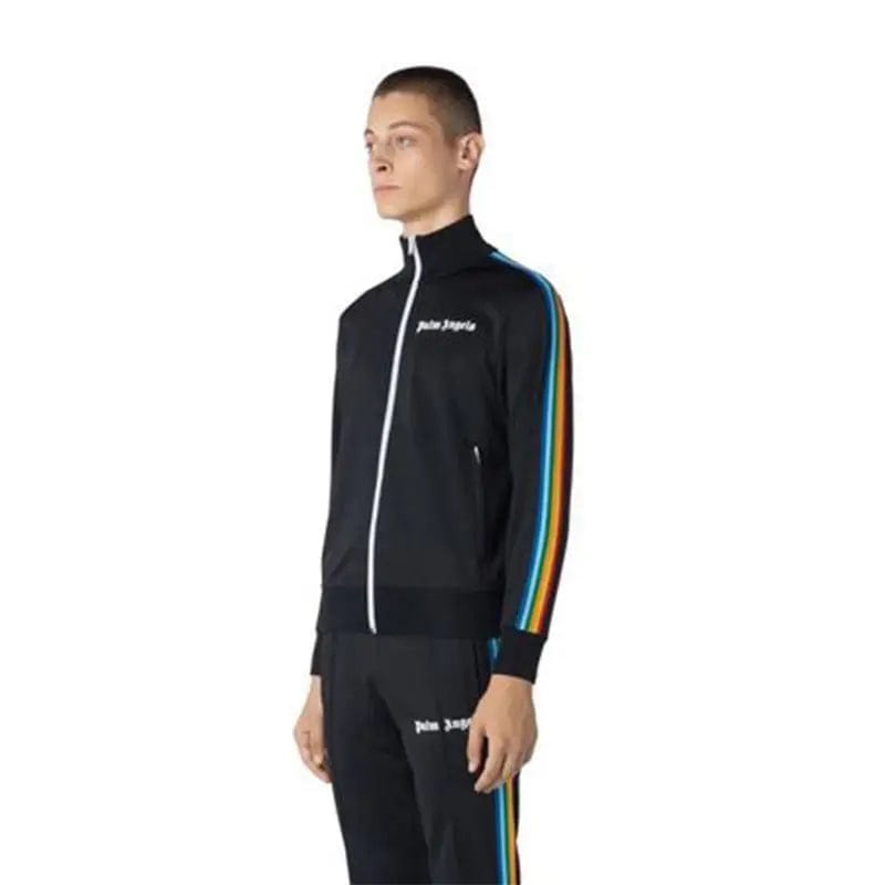 LOVEMI Jacket Men's Black rainbow / M Lovemi -  The New Basic All-match Hip-hop Hit Color Zipper Sports