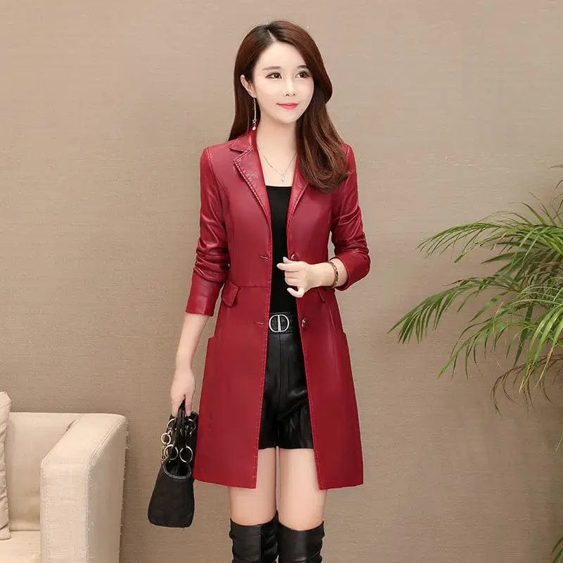LOVEMI Jacket Men's Wine red / 4XL Lovemi -  Knee-length leather trench coat