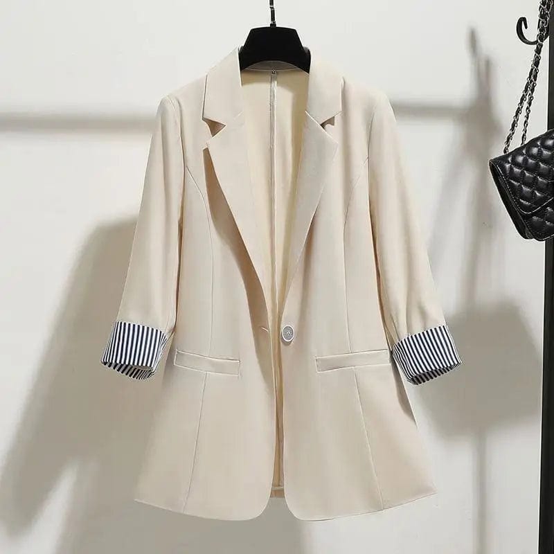 LOVEMI Jackets Apricot / L Lovemi -  Korean Style Slim Drape Thin Three-quarter Sleeve Suit Top