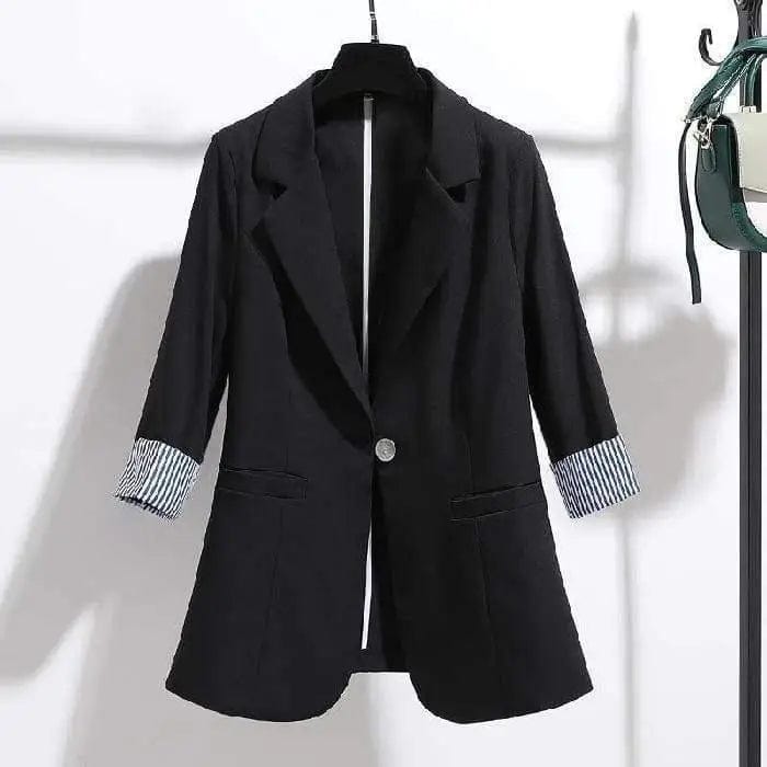 LOVEMI Jackets Black / 3XL Lovemi -  Korean Style Slim Drape Thin Three-quarter Sleeve Suit Top