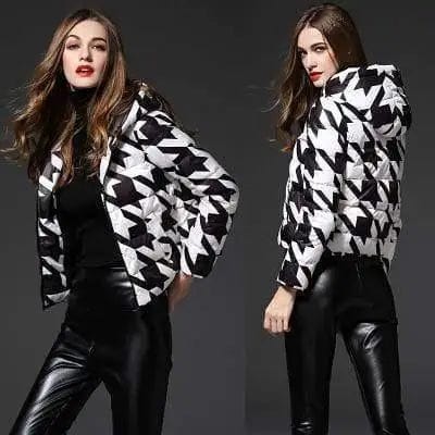LOVEMI Jackets Black and white grid / L Lovemi -  Women's down jacket short light section