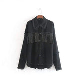 LOVEMI Jackets Black / L Lovemi -  Jacket with long sleeves and tassels
