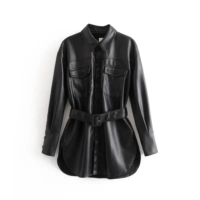 LOVEMI  Jackets Black / M Lovemi -  Medium and long PU leather top