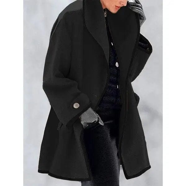 LOVEMI Jackets Black / S Lovemi -  Multicolor round neck loose hooded woolen coat