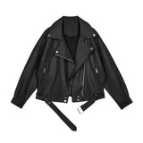 LOVEMI Jackets Black / S Lovemi -  Suit Collar BF Wind Handsome Pu Leather Jacket Short Coat