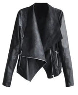 LOVEMI Jackets Black / S Lovemi - Women's Lapel PU Leather Jacket with Side Zipper