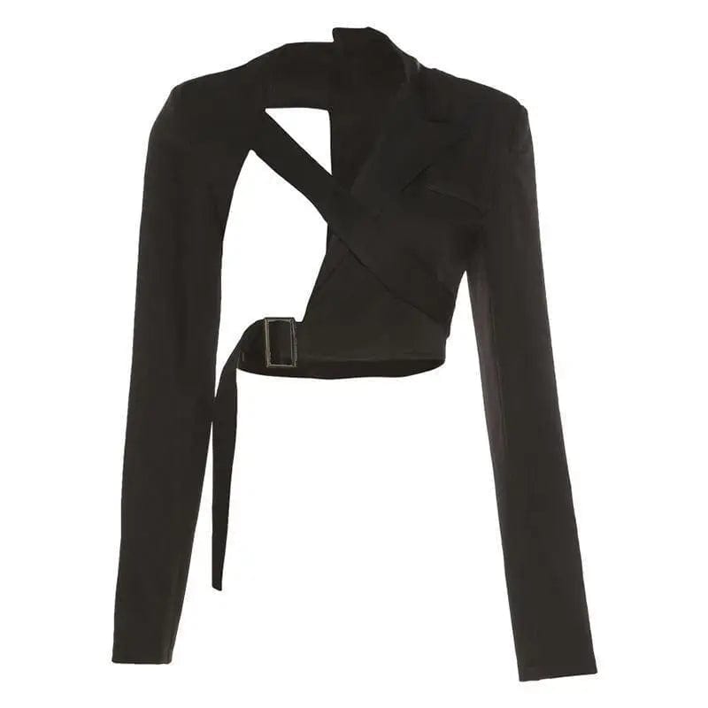 LOVEMI Jackets Black / S Lovemi -  Women's Solid Color Slim Slimming Navel Fashion Irregular