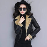 LOVEMI Jackets Black / XL Lovemi -  Women's leather leather jacket short fur coat plus velvet