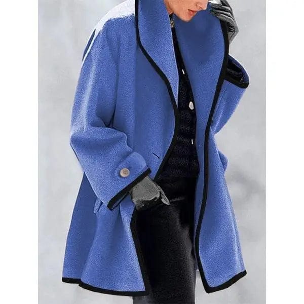 LOVEMI Jackets Blue / 2XL Lovemi -  Multicolor round neck loose hooded woolen coat