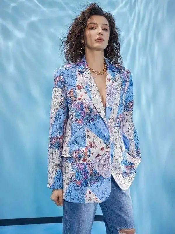 LOVEMI Jackets Blue / 2XL Lovemi -  Printed Trend European And American Small Suit Jacket