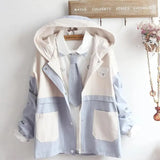 LOVEMI Jackets Blue / Coat one size and shirt / S Lovemi -  Lovely Couple Zipper Cardigan, Cozy Bear Patch Color Block