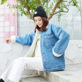 LOVEMI Jackets Blue hairy / M Lovemi -  Women's winter lamb wool denim jacket