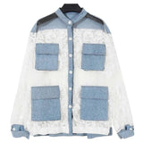 LOVEMI Jackets Blue / One size Lovemi -  Patchwork denim loose-fitting blazer