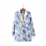 LOVEMI Jackets Blue / S Lovemi -  Fashion Style Gradient Color Double-Breasted Loose Casual