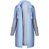 LOVEMI Jackets Blue / S Lovemi -  Long colorblock lace-up sweater coat
