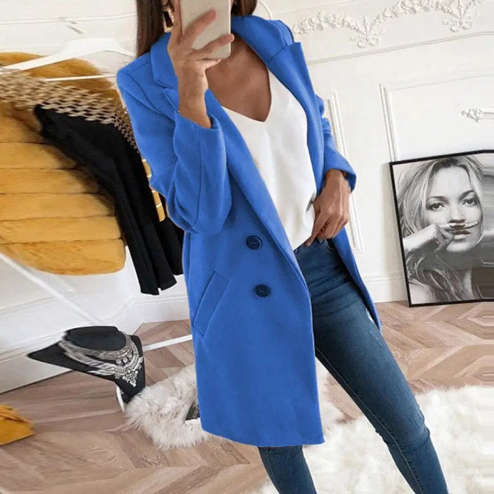 LOVEMI Jackets blue / S Lovemi -  Medium Long Wool Coat