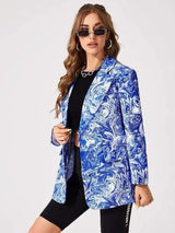 LOVEMI Jackets Blue / XL Lovemi -  Leopard Print Small Suit One Button Single Layer Bagless