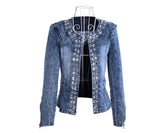LOVEMI Jackets Blue / XL Lovemi -  Spot stretch denim jacket rhinestone sequins retro