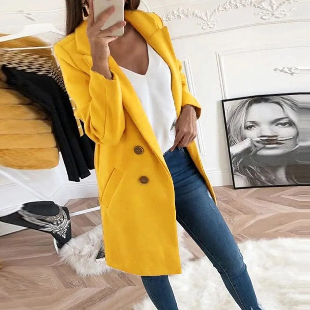 LOVEMI Jackets Bright yellow / M Lovemi -  Medium Long Wool Coat