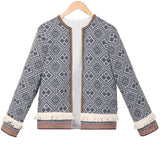 LOVEMI Jackets Color / L Lovemi -  Sheinside Tribal Embroidered Jacket Blue Vintage Fringe Tape