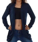 LOVEMI Jackets Dark Blue / S Lovemi -  Women's Short Jacket With Solid Color Long Sleeve Pockets