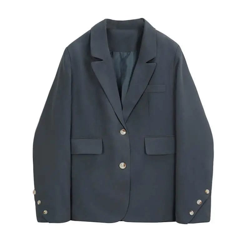 LOVEMI Jackets Dark grey blue / S Lovemi -  Spring And Autumn Korean Style Shoulder Pad Design Sense