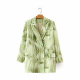 LOVEMI Jackets Green / S Lovemi -  Fashion Style Gradient Color Double-Breasted Loose Casual