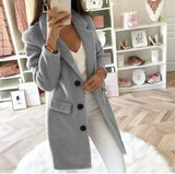 LOVEMI Jackets Grey / L Lovemi -  Suit collar double-breasted woolen coat