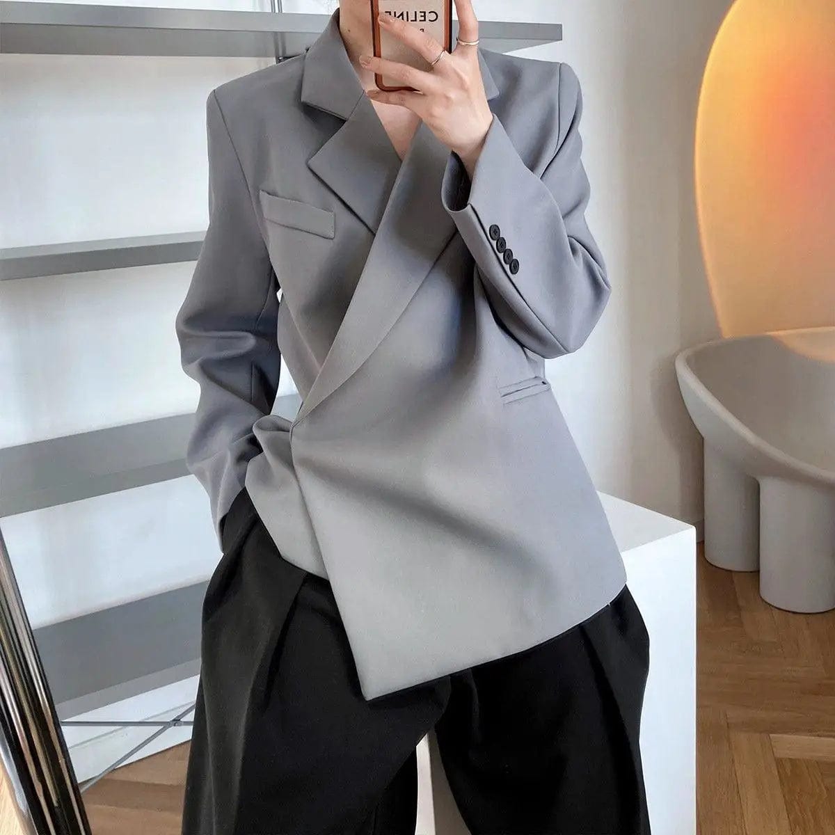 LOVEMI Jackets Grey / M Lovemi -  Mooirue Spring Elegant Women Blazer Long Sleeve Hidden
