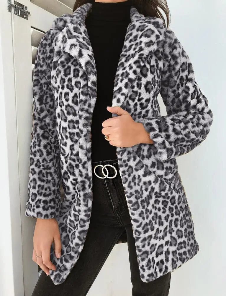 LOVEMI  Jackets Grey / S Lovemi -  Lapel cardigan plush slim-fit coat