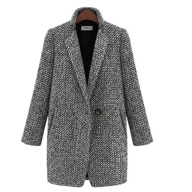 LOVEMI Jackets Grey / XL Lovemi -  Woolen Slim Long Sleeve Coat