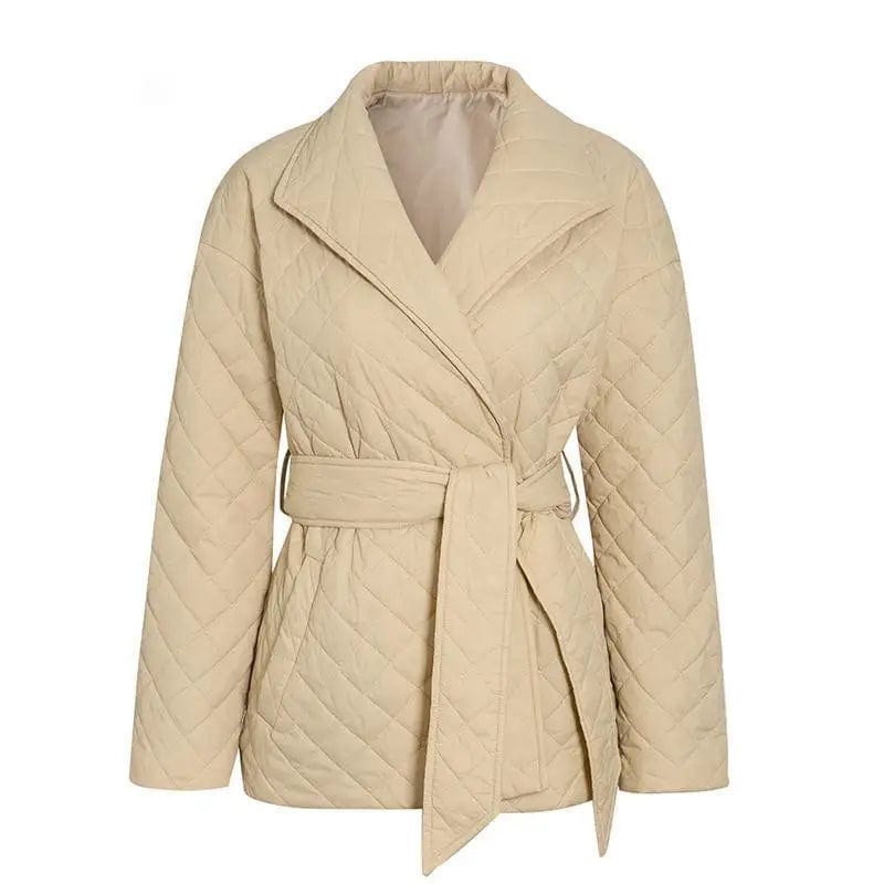 LOVEMI Jackets Khaki / S Lovemi -  New Warm Short Cotton Padded Parkas Woman Belted Lapel Coats