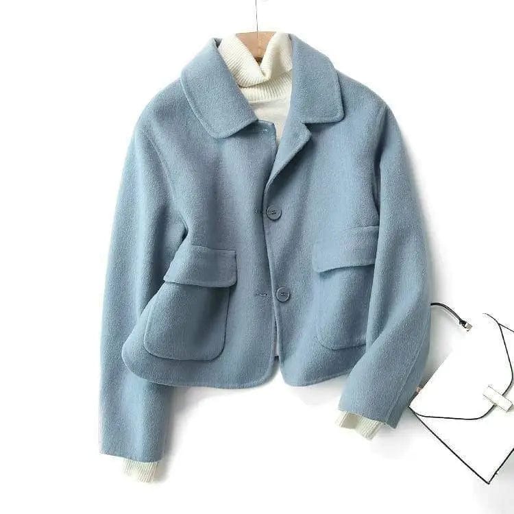LOVEMI Jackets Lake blue / L Lovemi -  Fashion Pure Color Woolen Coat Women Short