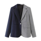 LOVEMI Jackets Lattice / S Lovemi -  Houndstooth Color Block Suit Casual Jacket
