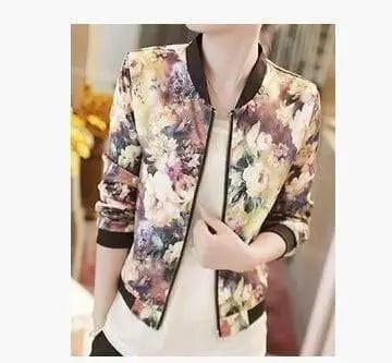 LOVEMI Jackets Lovemi -  Jacket Trendy Wild Floral Zipper Stand Collar Long Sleeve