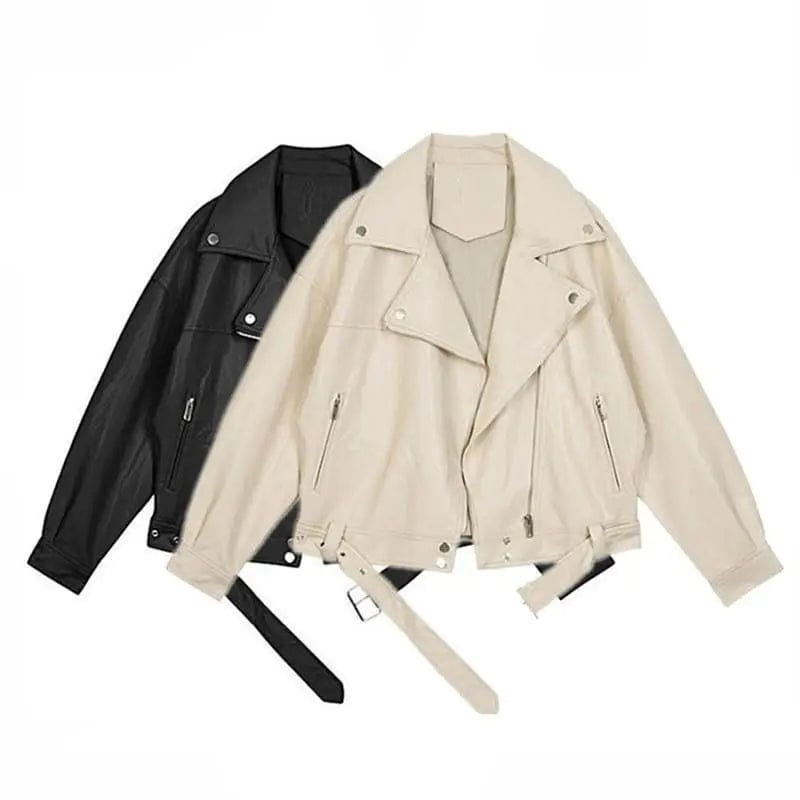 LOVEMI Jackets Lovemi -  Suit Collar BF Wind Handsome Pu Leather Jacket Short Coat